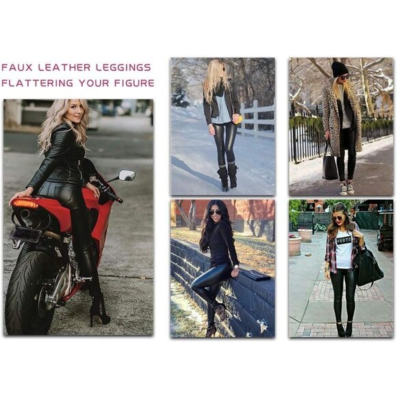 All-Season Women’s Plus Size High-Waisted Faux Leather Leggings – Soft Comfort - Picture 6 of 6